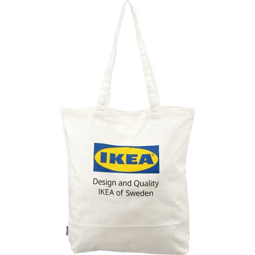фото Сумка шоппер икеа эфтертрэда, текстиль, внутренний карман, складная, белый