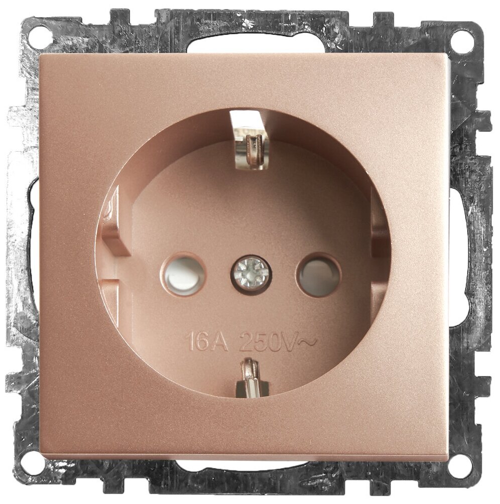 фото Розетка 1-местная с/з (механизм), STEKKER GLS16-7110-02, 250В, 16А с защитной шторкой, серия Катрин, шампань, 39596