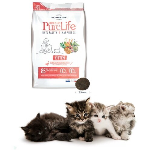 Сухой корм для кошек Flatazor Pure Life Kitten With Duck and Sardine (2кг)