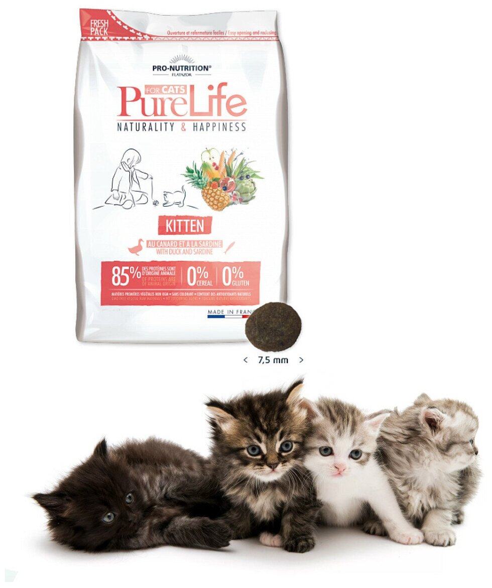 Сухой корм для кошек Flatazor Pure Life Kitten With Duck and Sardine (2кг)