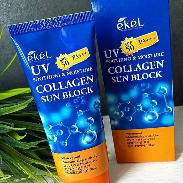 Ekel Крем для лица солнцезащитный с коллагеном - UV soothing & moisture collagen sun block, 70мл