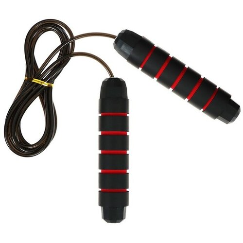 Скакалка скоростная ONLYTOP, 2,8 м, с подшипником, цвет чёрный/красный скакалка для фитнеса скоростная с подшипником 280 см цвет чёрный красный