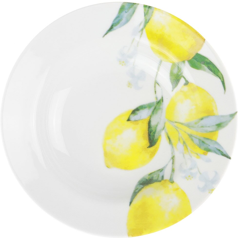 фото Тарелка глубокая фарфоровая 200 мм Добруш "Лимоны" ф. Идиллия