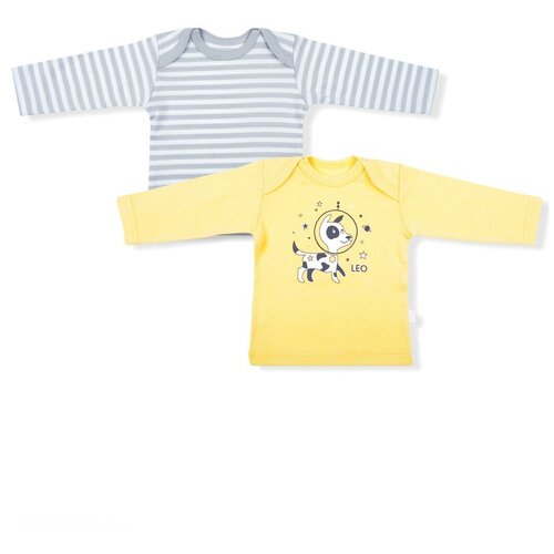 фото Лонгслив leo, комплект из 2 шт., размер 86, желтый/серый