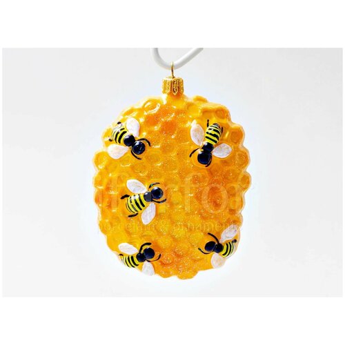 Елочная игрушка Соты с пчелами