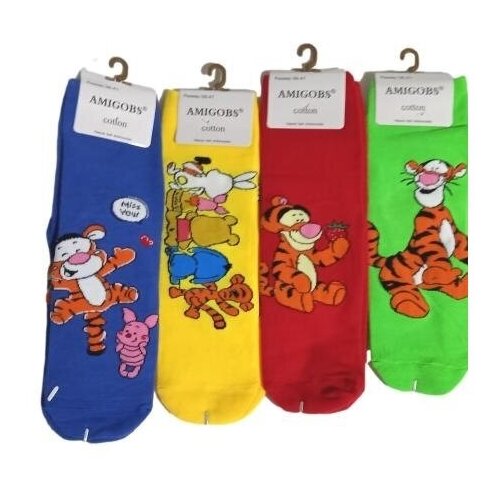 Носки Amigobs, 4 пары, размер 36-41, желтый, красный