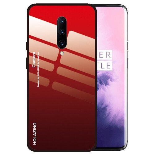 фото Чехол-бампер mypads для oneplus 7t pro стеклянный из закаленного стекла с эффектом градиент зеркальный блестящий переливающийся красный