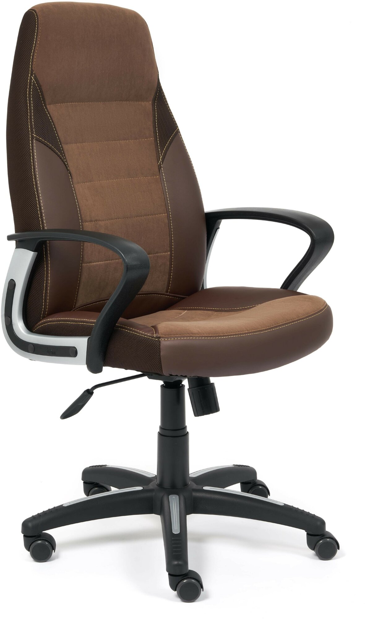 Кресло компьютерное Tetchair INTER экокожа флок ткань коричневый