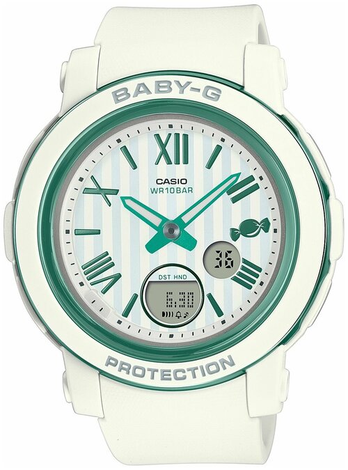 Наручные часы CASIO Baby-G, белый, зеленый