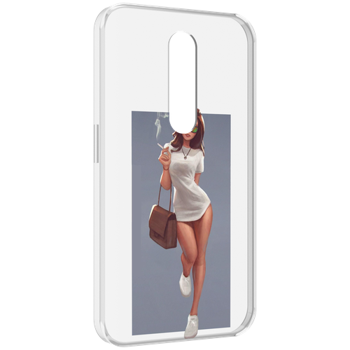 Чехол MyPads девушка-в-белой-футболке женский для Motorola Moto X Force (XT1585 / XT1581) задняя-панель-накладка-бампер