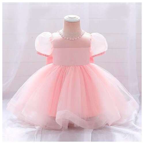 Праздничное платье для девочек белое из вискозы с подкладкой из хлопка (рост 100)