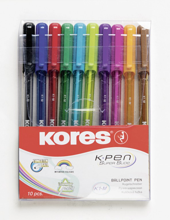 Ручки шариковые набор Kores K1-M 10 цветов - фото №10