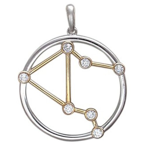 фото Эстет подвеска "весы" с 7 фианитами из серебра с позолотой 01д159610а