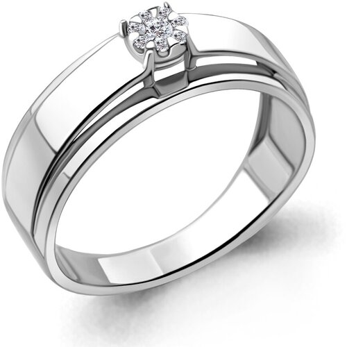 Кольцо помолвочное Diamant online, белое золото, 585 проба, бриллиант, размер 19