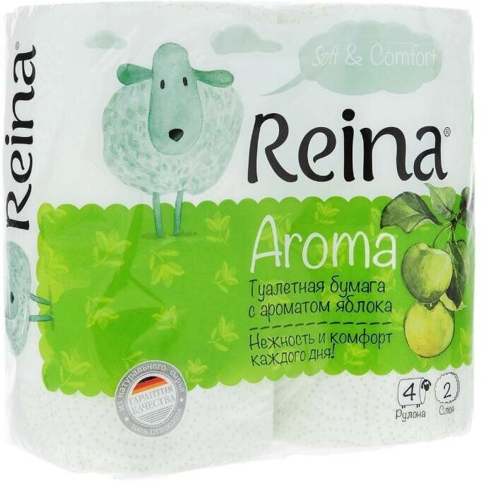 Бумага туалетная REINA Aroma Яблоко 2 слоя, 4 шт