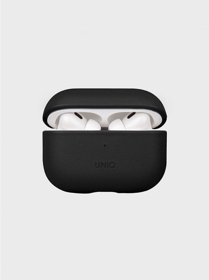 Uniq для Airpods Pro 2 чехол Terra Genuine Leather with handstrap Black