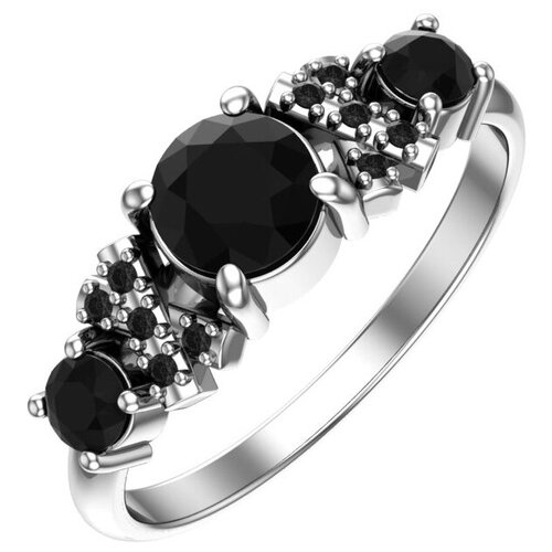 фото Pokrovsky серебряное кольцо с кварцем синтетическим черным и черными фианитами 1100790-04435, размер 17