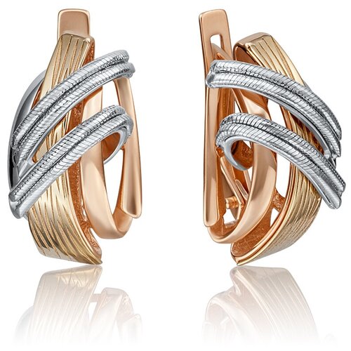 PLATINA jewelry Серьги из комбинированного золота без камней 02-4228-00-000-1140-48