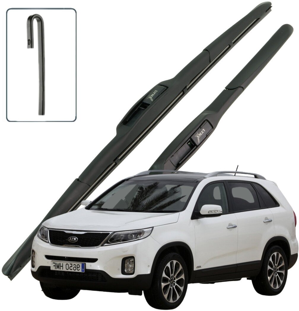 Дворники Kia Sorento (2) XM Киа Соренто рест 2012 2013 2014 2015 2016 2017 2018 2019 2020 2021 Щетки стеклоочистителя гибридные к-т 2шт, 600мм-500мм