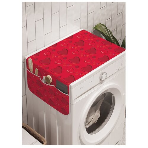 фото Органайзер для хранения "серца в квадратах" на стиральную машину, 45x120 см ambesonne