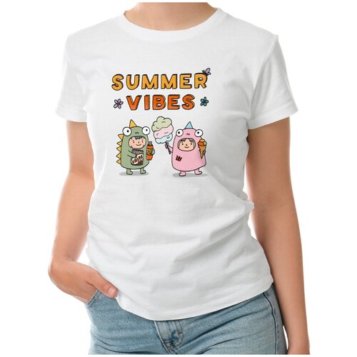 Женская футболка «summer vibe  летняя атмосфера» (XL, темно-синий)