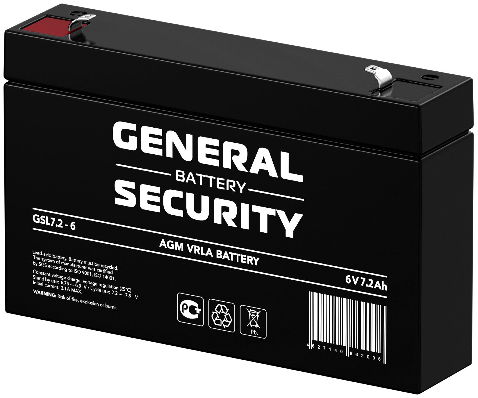 Аккумулятор General Security GSL 72-6 (6В 72Ач / 6V 72Ah)