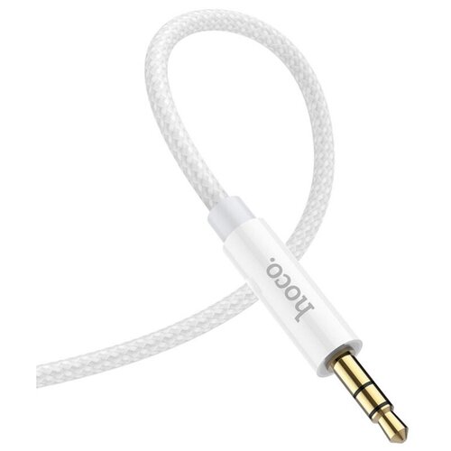 Кабель HOCO UPA19 Lightning (iPhone, iPad, AirPods) на Jack-3.5mm (TRS, male) AUX, 1 метр белый, для Автомобильной стереосистемы, Телефона, Колонки