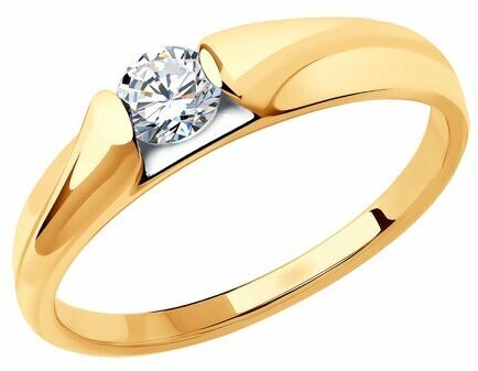 Кольцо помолвочное Diamant online, красное золото, 585 проба, фианит