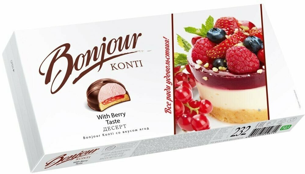 Десерт BONJOUR Konti со вкусом ягод, 232 г - 5 шт. - фотография № 3