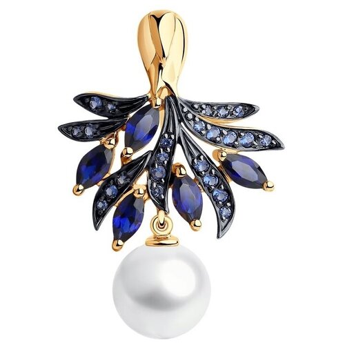 фото Подвеска sokolov подвеска из золота 793096, красное золото, 585 проба, жемчуг, фианит, корунд dragomarket