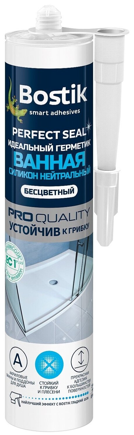 Герметик силиконовый нейтральный Bostik Perfect Seal Ванная (280мл) прозрачный - фотография № 2