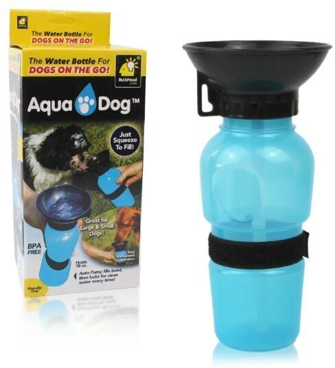 Поилка для собак, для кошек 521-67 синяя, 550 мл / Дорожная бутылка, поильник для животных - фотография № 8
