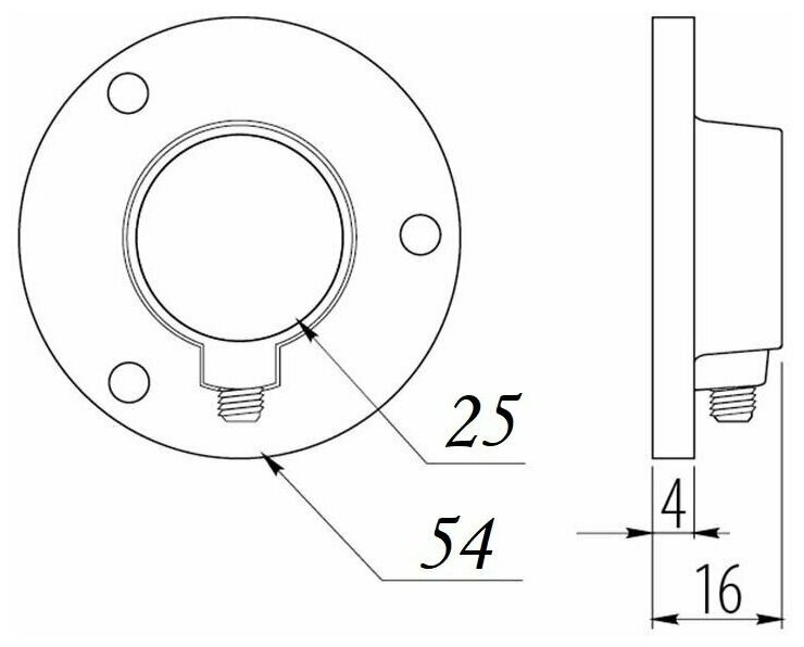 Штангодержатель круглый d25мм (комплект 2шт), хром