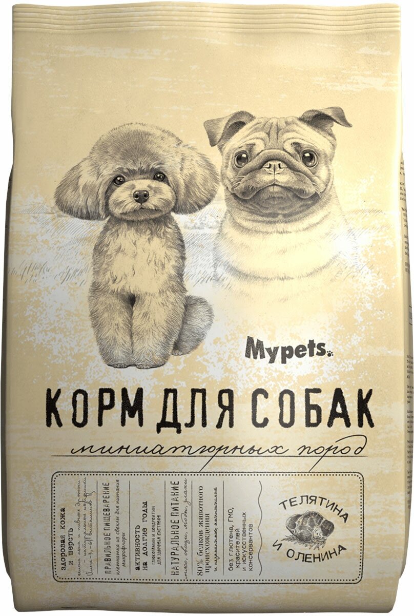 MYPETS для взрослых собак маленьких пород с телятиной и олениной (1,5 кг)