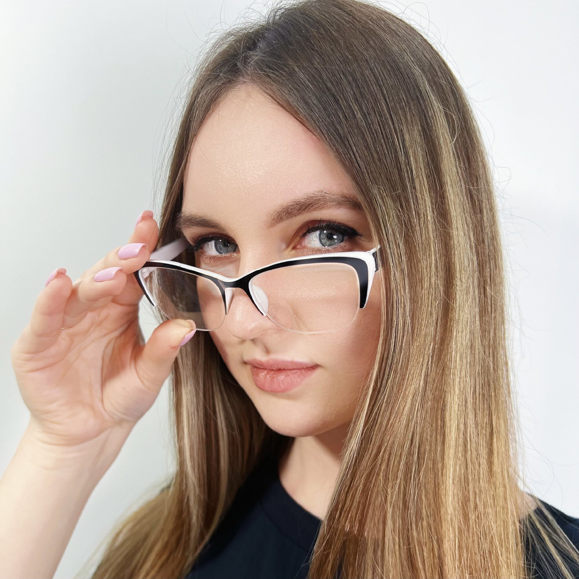 Готовые очки для зрения с диоптриями корригирующие женские EAE,+2.50, PD62-64 черные с белым/очки для чтения/очки для зрения женские