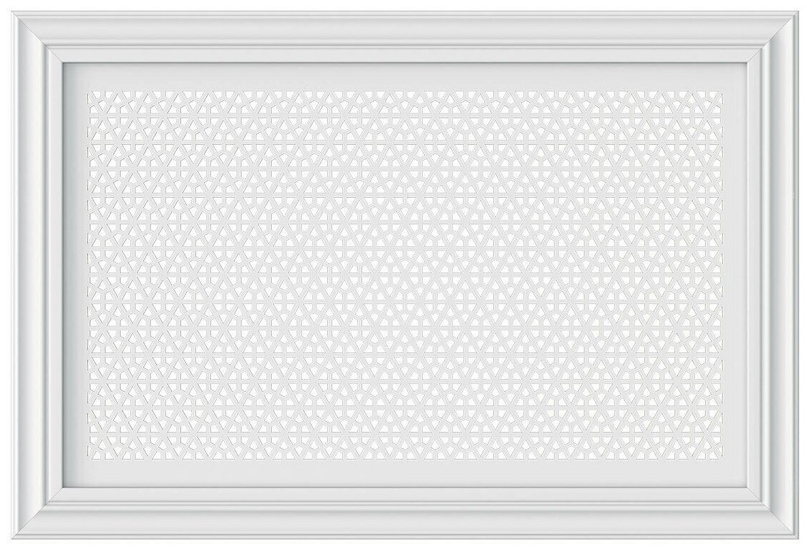 Экран для радиатора Классик, 610х910 мм, белый, перфорация Кристалл, рамка - фотография № 2