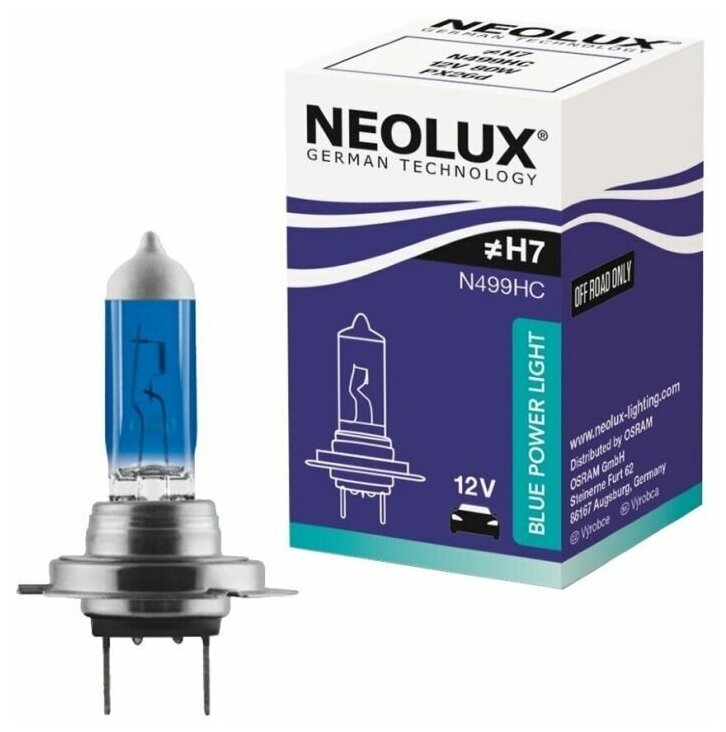 Лампа Neolux H7 12V-80W PX26d Blue Power Light, 1 шт, N499HC