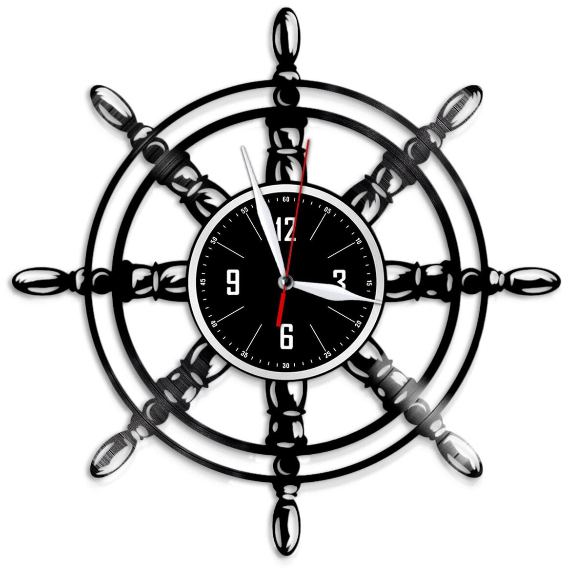 Штурвал - настенные часы из виниловой пластинки