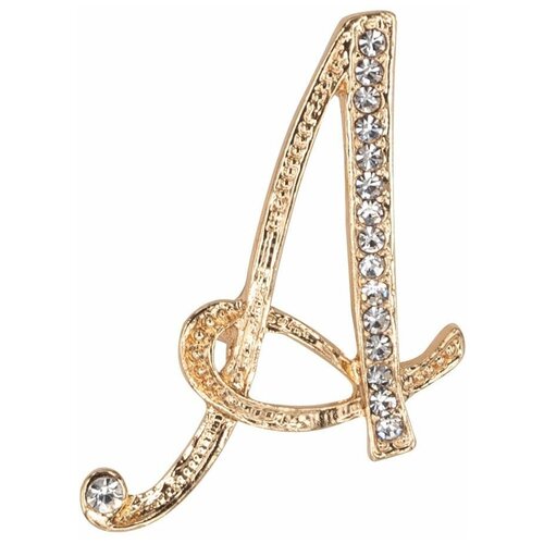 фото Брошь бижутерная буква "а" (замок-булавка, золотистый) 55711 otokodesign