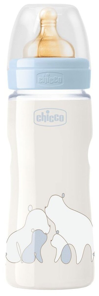 Chicco Бутылочка Original Touch с латексной соской, 330 мл, с 4 месяцев, голубой