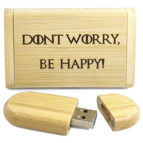 Деревянная флешка 32ГБ 3.0 Dont worry, be happy! Bamboowood