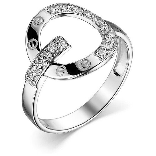 фото Кольцо corona, серебро, золото, 925 проба, родирование, фианит, размер 16, золотой