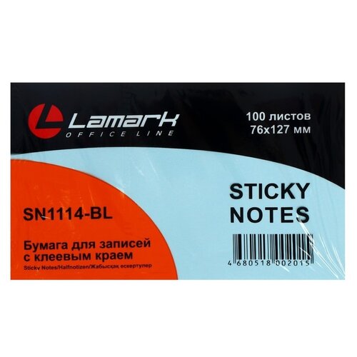 Lamark Блок бумаги для записи с липким краем Pastel, SN0114 голубой 76 мм 127 мм 100 листов