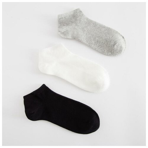 Носки Minaku, размер 37/39, белый, серый, черный носки kaftan 3 пары размер 23 25 см 37 39 белый розовый серый