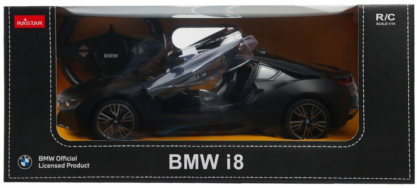 Машина р у 1:14 BMW i8 черный матовый двери открываются пультом 71060MB