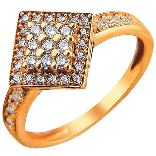 фото Эстет кольцо с 35 фианитами из серебра с позолотой 01к1510760а, размер 18.5