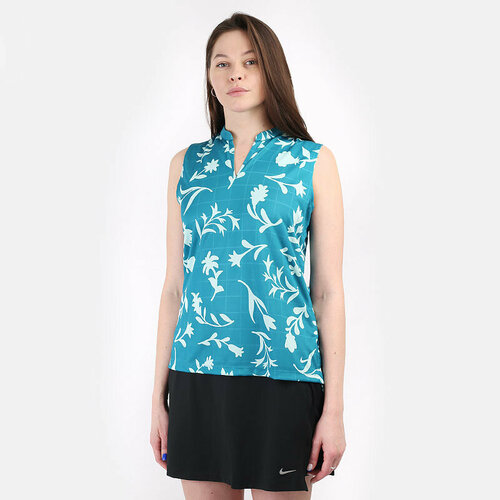 Поло NIKE Breathe Womens Sleeveless Printed Golf Polo, размер M, синий