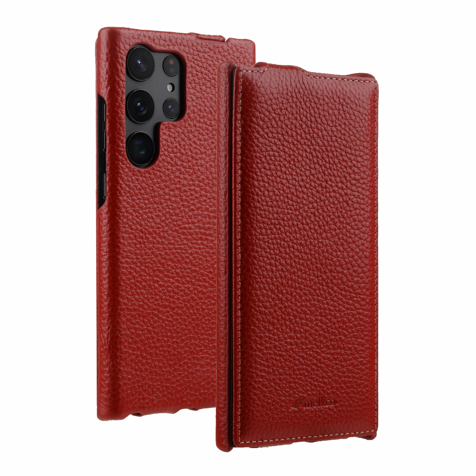 Кожаный чехол флип Melkco Jacka Type для Samsung Galaxy S23 Ultra, красный