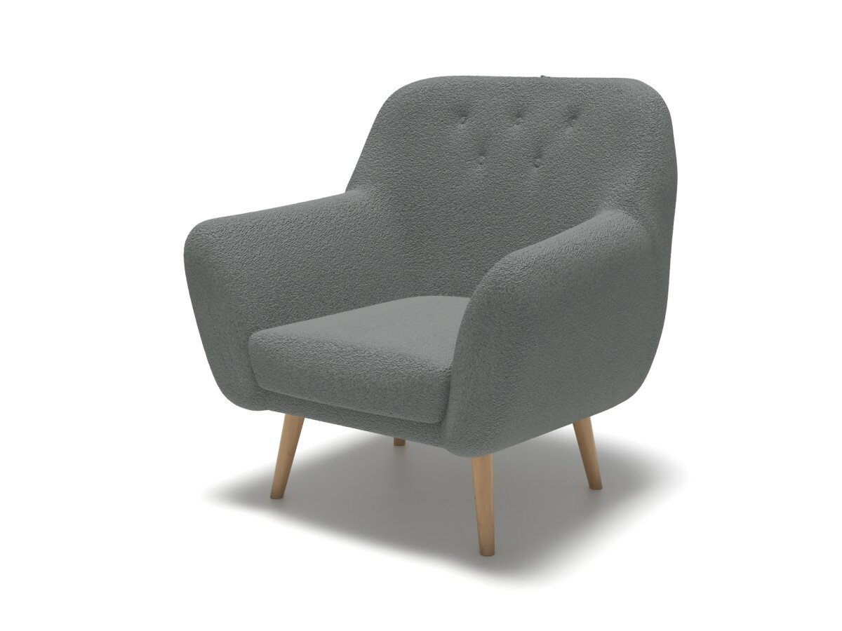 Мягкое кресло Soft Element Мобидик Grey, букле, на деревянных ножках, в гостиную, на балкон, для отдыха дома