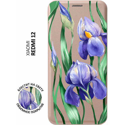 Чехол-книжка на Xiaomi Redmi 12, Сяоми Редми 12 с 3D принтом Amazing Irises золотой чехол книжка на xiaomi redmi 10 сяоми редми 10 с 3d принтом amazing irises золотистый